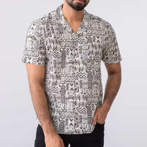 เสื้อเชิ้ตชายหาดผ้าคอตตอนพิมพ์ลายฮาวายสำหรับผู้ชายพิมพ์ซับลิเมชันงานพิมพ์ซับลิเมชันงานออกแบบแบรนด์ - Product Image 1