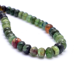 Tourmaline verte pierres précieuses 6mm-8mm Rondelle perles à facettes Tourmaline naturelle pierres précieuses semi-précieuses perles en vrac pour la fabrication de bijoux - Product Image 1