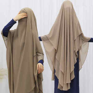 Alta calidad Thobe / Thawb mujeres musulmanas modestas gasa Niqab Hijab Overhead Tie Back Hijab oración Long khimar - Product Image 1