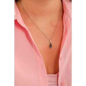925 Sterling Silver Fine Pendant & Charm <b>Christmas</b> Tree Necklace - Product Image 1