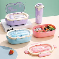 Fiambrera de oficina Bento portátil ecológica de grado alimenticio, fiambrera de 850ml con botella de agua de 480ML