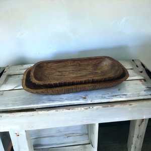 Long Luxury Rustic Natural Mango Wood Eco-Friendly Rectangular Hand-Carved Candle Bowl <b>Holder</b> for Home Decor Christmas Includes - Product Image 4