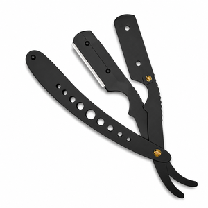 MORGANS INDUSTRIES Black <b>Straight</b> <b>Razor</b> Stainless Steel Blade Stainless Steel Handle Single Blade for Barber Shop Male Face - Product Image 1
