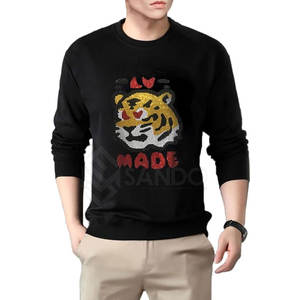 เสื้อกันหนาวลำลองสำหรับผู้ชายผ้าคอตตอน100% แห้งเร็วและกันลมพร้อมโลโก้พลอยเทียมและลวดลายสีพื้น - Product Image 1