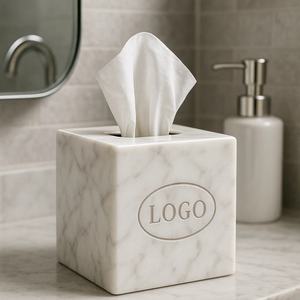 ที่ใส่กระดาษทิชชู่หินอ่อนสีขาวสำหรับตกแต่งโรงแรมและสปาสไตล์มินิมอลแบบสั่งทำปริมาณสั่งซื้อขั้นต่ำน้อย + จัดส่งเร็วทั่วโลก - Product Image 2