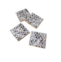 Ensemble de sous-verres en nacre écologiques faits à la main de luxe pour la décoration de la maison Sous-verres ronds personnalisés Boîte cadeau