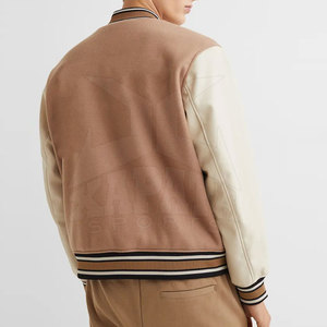 Veste d'hiver pour homme avec logo personnalisé, style Letterman, col montant, en laine/cuir, respirante, nouveau style, vente chaude - Product Image 3