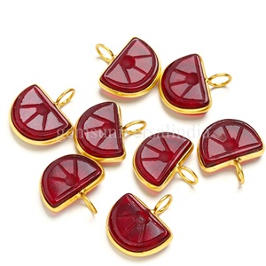 Dijes de Fruta de Granate AAA Tallados en Cuarzo Naranja, Colgante de Piedra Preciosa de Ópalo con Baño de Oro Vermeil, Joyería de Cristal Curativo de 14 mm a Precio de Mayorista - Product Image 2