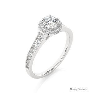 Anillo de compromiso de diamantes cultivados en laboratorio de corte redondo de 0,6 quilates, anillo de regalo de aniversario de diamantes CVD de oro blanco para ella - Product Image 2