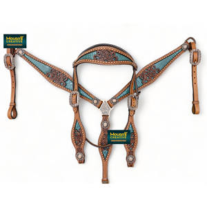 Personalizado Western Horse Tack Cuero de vaca Headstall Breastcollar Set Flor Filigrana Talla Venta al por mayor Fabricante ecuestre - Product Image 1