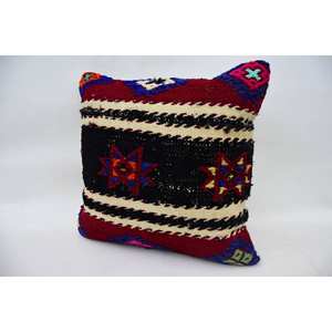 Almohada Kilim Bohemia Multicolor de 18x18 pulgadas, cojín de lana tejido cuadrado con estampado Vintage, relleno de plumas para decoración de sofá, uso navideño - Product Image 3