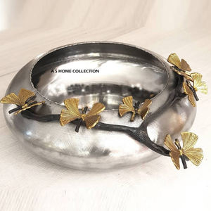 Oval Shaped Stainless Steel Metal <b>Butterfly</b> Designer Shiny Polished Elegant Branch <b>Decorative</b> Fruits Serving Bowl - Product Image 4