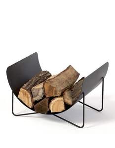 Heavy Gauge Black Iron Log Holder for Outdoor Use with Raised Base to Protect <b>Firewood</b> From Damp Ground Surfaces - Product Image 4