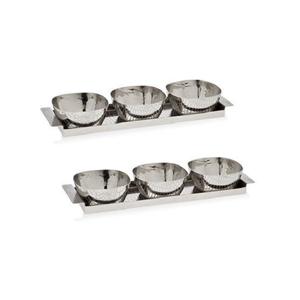 Ensemble de 2 bols de service d'aliments martelés en acier inoxydable de couleur argentée pour la maison - Product Image 2