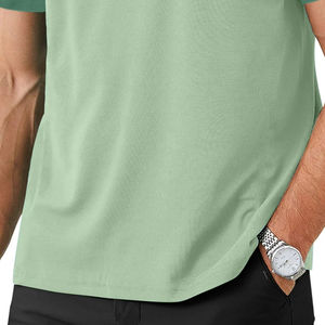 Jersey de manga corta de Golf para hombre personalizable de alta calidad, patrón sólido, poliéster que absorbe la humedad, logotipo frontal de 200g para camisas - Product Image 3