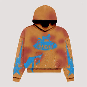 High Quality Oversized Heavyweight 100%Cotton Fleece Hoodie With <b>Vintage</b> Cropped <b>Sweatshirt</b> Distressed Boxy Logo Graphic for Men - Product Image 3