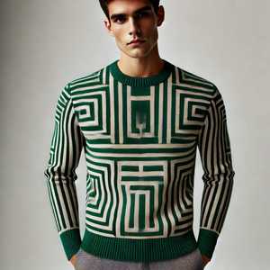 Pull en maille à manches longues surdimensionné pour homme, nouveau style, imprimé tie-dye, jacquard - Product Image 4