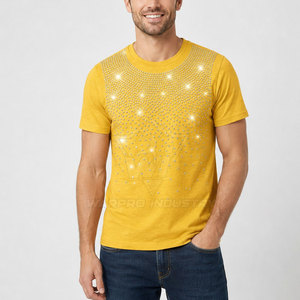 T-shirts élégants en strass pour hommes, matière légère et respirante, design moderne et brillant, adaptés à un usage quotidien - Product Image 3