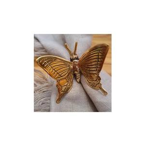Servilletero de latón, servilletero chapado en oro pulido brillante para mesa de boda, servilletero de latón grande de mariposa - Product Image 1