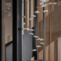 Lustres suspendus en verre de luxe à hauteur réglable modernes pour plafonds hauts, décoration d'hôtel/villa, formes personnalisables et éclairage LED