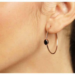 Compre Pendientes de Plata de Ley 925 de Primera Calidad para Mujeres y Niñas, Pendientes de Aro con Oro de 18K y Ónix, Estilo Gota de Agua - Product Image 5