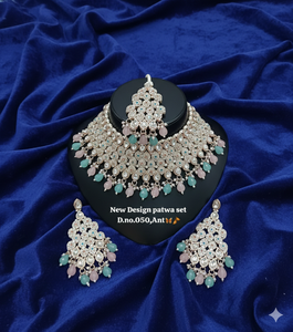 Lucentarts <b>Jewellery</b> Most Trendy Indian Wedding Zircon Studded Imitation Pearl Work Rose <b>Gold</b> Plated Ethnic Women Choker Party - Product Image 6