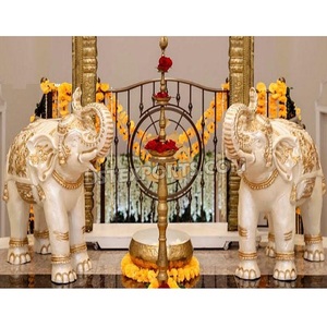 Statue d'éléphant en fibre pour l'entrée de la salle de banquet Statues d'éléphant FRP pour décor d'entrée Statues d'éléphant en fibre de mariage hindou - Product Image 1