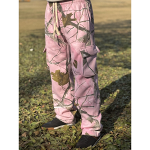 Pantalones de chándal antiarrugas de estilo callejero para hombre, estampado de árbol, Camuflaje rosa con diseño de pantalón Cargo multibolsillos para correr al aire libre, caza - Product Image 4