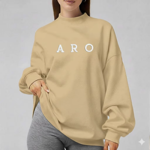 Sweat-shirt imprimé à col montant surdimensionné pour femmes, toucher doux, coupe ample, streetwear décontracté d'hiver, haut à sequins - Product Image 1