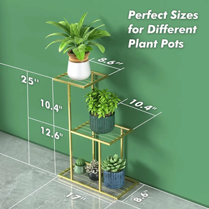 Adiba décor à la maison industriel moderne jardinière support coloré or métal fleur support pour intérieur extérieur décor à la maison jour de la terre en laiton - Product Image 4