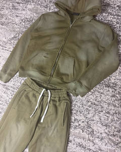 Multi Color Simple Liso Ligero Oversized Baggy Hoodie Pantalones de chándal Jogger pantalón Conjunto de dos piezas Vintage Print Hombres Chándales - Product Image 3