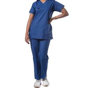 Uniforme de enfermera con cuello en V Unisex, uniforme médico Anno, uniforme médico cian OEM Spandex HEN Time Lead Fabric Doctor Support - Product Image 1