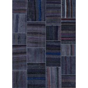 Provenance <b>Boho</b> Hand Knotted Wool <b>Rugs</b> Grey Black Patchwork Design for Home Hallway Rectangle Abstract for Teenagers' Rooms - Product Image 1