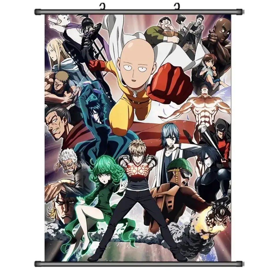 Poster gambar seni dinding Poster cetakan kain dekoratif Poster poliester dengan bingkai gulungan dinding Anime