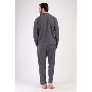 Conjunto de Pijama para Hombre CEPLI, Jacquard, Interlock, Completamente Abotonado, Manga Larga - NEGRO - NEGRO - Product Image 3