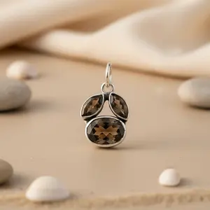 925 Silver Smoky Quartz <b>Pendant</b> for Women Handmade Religious Gemstone Jewelry with Rose Gold Rhodium Plating <b>Amethyst</b> Charm - Product Image 1