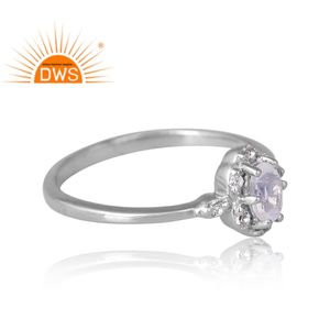 Anillo de piedras preciosas de topacio blanco y Luna arcoíris Natural Chapado en paladio de plata esterlina de nueva tendencia, fabricante de joyería personalizada - Product Image 4