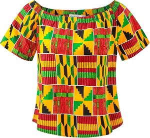 Chemisier imprimé africain pour femmes Ankara Wax Short Sleeve Tops Kente Clothes Kente Print Wax Cotton Kurtis Dress Kaftan Women Top Tunic - Product Image 1