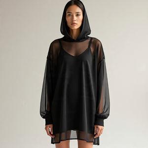 Sweat à capuche en maille transparente pour femmes Workout Fitness Sweat à capuche transparent pour femmes Gym Running Sportswear See Through Hoodie - Product Image 2