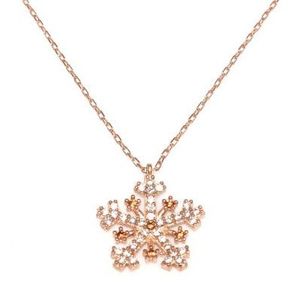 Collier flocon de neige en argent sterling 925 avec pierres roses et blanches pour les occasions de cadeaux - Product Image 1