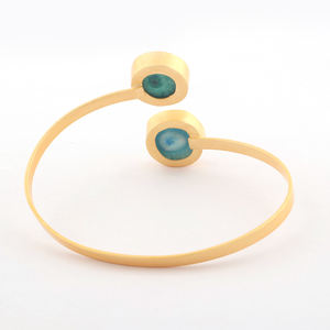 Hermosa pulsera para mujer, joyería natural, doble cuarzo solar, brazalete abierto, pulseras ajustables hechas a mano chapadas en oro mate - Product Image 5