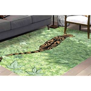 Alfombra con Estampado de Tigre: Alfombra Decorativa Boho Safari con Diseño Animal, Alfombra Delgada No Tejida - Product Image 4