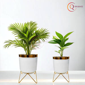 Maceta de metal de forma redonda de calidad superior con soporte para decoración de jardín interior o exterior a un precio económico - Product Image 6