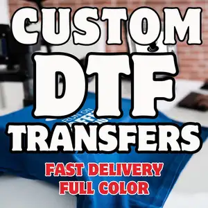 Customized Logo Stickers Dtf Printing Service Holographic Plastisol Screen Printed Heat Transfers Vinyl Dtf Designs For T-shirts