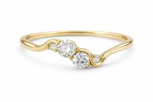 แหวนแต่งงานเพชรแล็บโกรว์ทรงกลมแบบคลื่น ดีไซน์ใหม่ล่าสุด ทองคำแท้ 14K ของขวัญวันครบรอบแต่งงาน เครื่องประดับ - Product Image 2