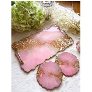 Bandeja de servicio desechable hecha a mano 100% con bandeja decorativa de resina epoxi con asa de bandeja de servicio para uso en fiesta de boda - Product Image 2