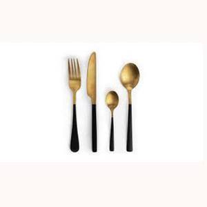 Ensemble de couverts plaqués or avec poignée noire Fourchettes faites à la main pour restaurant, mariage, fête et hôtel Emballage en vrac - Product Image 1