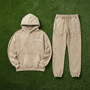 Conjunto de Sudadera Oversize Lavada Personalizada y Pantalones Anchos de Felpa para Mujer, Chándal de Algodón Estilo Urbano OEM ODM - Product Image 5