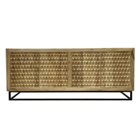 Buffet en bois massif fabriqué à la main SIMETRIC Armoire de rangement moderne ethnique Buffet en bois d'acacia pour salon salle à manger