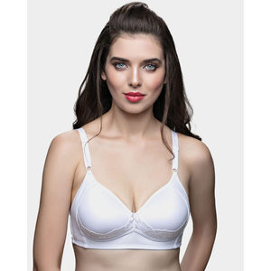 Sujetador Minimizador Inalámbrico de Algodón 415 con Encaje, Relleno Ajustable, Push-Up Transpirable, Decoración de Lazo Triangular 3D, Cierre de Gancho, Soporte Delgado - Product Image 1